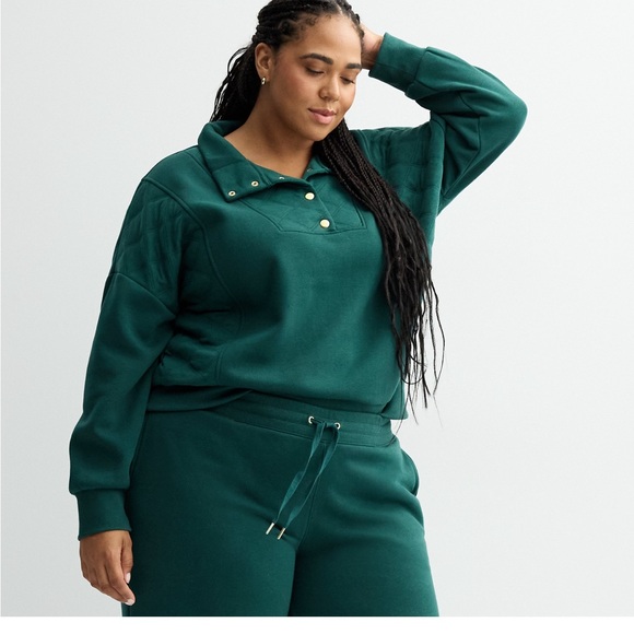 Sonoma Sweaters - Sonoma oversized quilted fleece Green Pullover sweatshirt size XXL